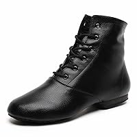 Black Split Sole Jazz Boots Leather Dancing Shoes for Girls Boys (Toddler/Little Kid/Big Kid)