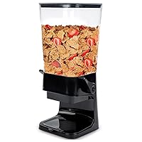 Conworld Cereal Dispenser Countertop, Large Capacity Rice Dispenser Cereal Container Storage, Not Easy to Crush Food, Dry Food Dispenser for Rice, Candy & Snack, Black (5.5 Qt)