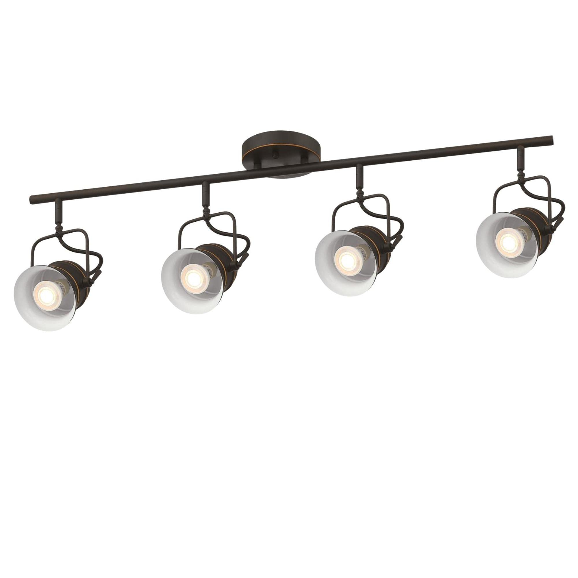 Westinghouse Lighting 6116800 Boswell Vintage-Style Four-Light Indoor Track Light Kit, Oil Rubbed Bronze Finish with Highlights,Metal Shades