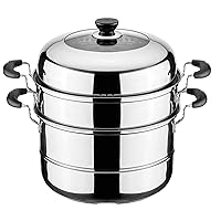 Vegetable Steamer Pots, Steamer Pots for Cooking Stainless Steel Steamer Pots Cookware 3 Tier Steamer Cooker Pots for Vegetable Dumpling Multi-functional Stackable Steamer Pots