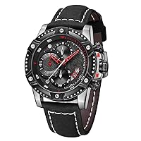 Casual Watchmen Top Brand Luxury Chronograph Quartz Watch Leather Strap Army Sport Watch CETLFM,A