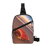 Sunset Shell Beach Sling Bag For Women And Men Fashion Folding Chest Bag Adjustable Crossbody Travel Shoulder Bag