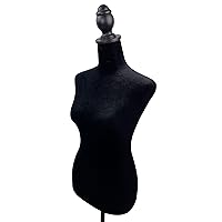 Female Mannequin Torso Dress Form with Wooden Tripod Base Stand Adjustable 60-67 Inch for Sewing Dressmakers Dress Jewelry Display,Black Velvet