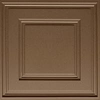 Raised Panel Coffer 2ft. x 2ft. Drop-in PVC Lite Ceiling Tile in Argent Bronze, 24 Pack (96 sq.ft/case)