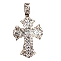 14K Rose Gold 1.80 Ct Diamond Cross Necklace, Natural Diamond Pendant, Real Diamond Necklace, Unisex