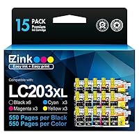 E-Z Ink (TM LC203XL Compatible Ink Cartridges Replacement for Brother LC203 XL LC201 to use with MFC-J480DW MFC-J880DW MFC-J4420DW MFC-J680DW MFC-J885DW (Black, Cyan, Magenta, Yellow, 15 Pack)