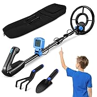 Metal Detector for Kids - Kid Metal Detector Junior 7.4 Inch Waterproof Search Coil Junior Metal Detector LCD 24 Inch to 35 Inch Adjustable Stem Buzzer Vibration Sound 2 Pouds Lightweight Easy to Use