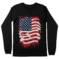American Flag Long Sleeve T-Shirt - USA Print Clothing - American Flag Clothing