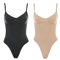 Onyx and Sand Thong Pack - L/XL - Shapewear Bodysuits for Women Tummy Control - Body Sculpting Shaper Tank Top Thong or Brief - Snatched Seamless Waist Slimming…