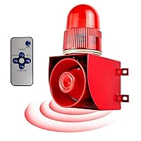 Motion Sensor Alarm Siren Waterproof 25 Watts LED Strobe Sirens with 120dB Volume Horn 12 Tones Adjustable for Warhouse, Factory and School AC380V SLA-01W