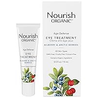 Nourish Organic Eye Treatment, Bilberry & Arctic Berries – Age Defense Under Eye Cream with Vitamin C + Washable Cotton Round