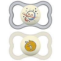 MAM Supreme Night Baby Pacifier, for Sensitive Skin, Patented Nipple, 2 Pack, 6-16 Months, Unisex