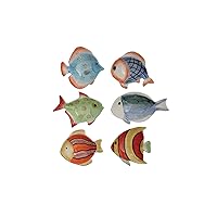 Creative Co-Op Mini Hand-Painted Stoneware (Set of 6 Styles) Fish Dish, Multicolored