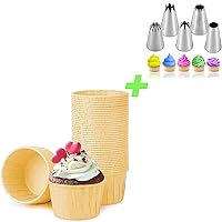 Suuker Large Piping Tips & 50 Pcs Cupcake Liners