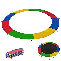 Trampoline Spring Cover 8ft Round Trampoline Pad Protective Trampoline Cover for Kids with Fixing Rope UV Resistant Heavy Duty Foldable Portable Trampoline Accessories