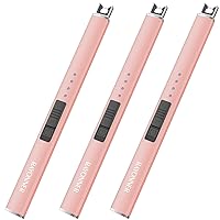 RAYONNER Lighter Electric Lighter Candle Lighter USB Lighter Rechargeable Flameless Plasma Windproof Pocket Size for Candle Cooking BBQ Firework (Rose Gold, 1 Count (Pack of 3))
