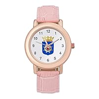 Coat of Arms of Bonaire Fashion Leather Strap Women's Watches Easy Read Quartz Wrist Watch Gift for Ladies