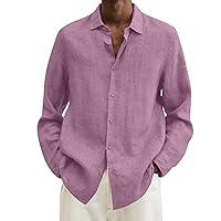Relaxed Fit Button Down Shirts for Men Casual Plain Dress Shirt Fall Long Sleeve T-Shirt Regular Fit Beach Tee Tops