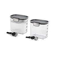 Progressive International ProKeeper+ Clear Plastic Airtight Food Baker's Kitchen Storage Organization Container Canister Set with Magnetic Accessories, 2- Piece Set (Powdered Sugar 1.4-Quart)