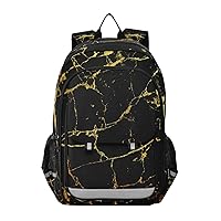ALAZA Black Marble with Gold Geometric Laptop Backpack Purse for Women Men Travel Bag Casual Daypack with Compartment & Multiple Pockets
