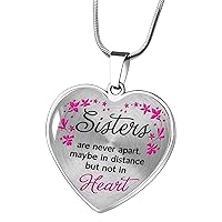Stainless Steel Necklace Sister Heart Pendant Jewelry, Pendant for Girls Adults Women Lady good Gifts for Girls Year