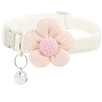 Small Dog Collar, Dog Collar for Girl with Flower, Puppy Collar with Bell, Adjustable Little Dog Collar