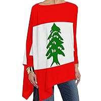 Lebanese Flag Women's Long Sleeve T-Shirt Casual Tunic Tops Loose Fit Fall Tee for Leggings