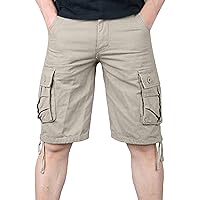 Mens Quick Dry Cargo Shirt Cotton Twill Fishing Camping Cycling Casual Capri Pant Lightweight Outdoor Work Short Big and Tall