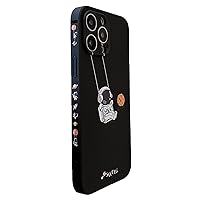 for iPhone 15 Plus Cute Case, Cool Cartoon Swing Astronaut Planet Moon Space Design Stylish TPU Bumper Shockproof Anti-Slip Protector Fashion Case (Black Planet, iPhone 15 Plus)