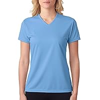 A4 Women's Textured Micromesh T-Shirt, Light Blue, Medium