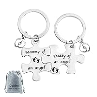 Loss Memorial Keychain Mommy Daddy of an Angel Puzzle Keyring Set of 2 Miscarriage Keepsake Baby Memorial Jewelry Gift for Infant Loss
