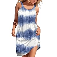 Beach Dresses for Women Spaghetti Strap Cover Up Dress Swing Loose Beach Dress Boho Floral Print with Pockets