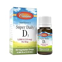 Super Daily D3 5,000 IU (125 mcg) per Drop, Vitamin D Drops, Immune Support, Heart Health, Liquid Vitamin D3, Unflavored, 90 Drops