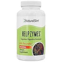NaturalSlim Helpzymes Digestive Enzymes for Digestion, Bloating, Gas Relief & Gut Health Supplement - Digestion Supplement with Pancreatin, Betaine HCL & Daily Essential Enzyme - 100 Caps (Solo)
