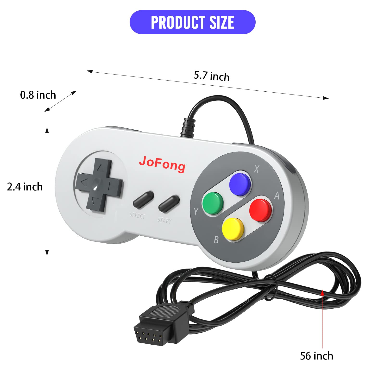 JoFong Retro Classic Controller, Suitable for AV 620, HD 621 HD 821 Classic Game Consoles Plug-and-Play Wired Video Gamepad-9 Pin Plug 2 Packs