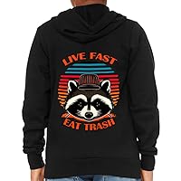 Live Fast Eat Trash Kids' Full-Zip Hoodie - Funny Hooded Sweatshirt - Raccoon Kids' Hoodie