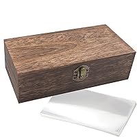 Wooden Storage Box with 100 PCS Clear Money Collection Display Case, Currency Sleeves Organizer Dollar Bill Holder for Paper Stamp Souvenirs Banknote Storage Kit Protector Bag (Deep Wood)