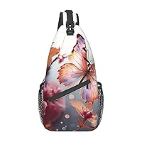 Floral with Butterfly Sling Bag Lightweight Crossbody Bag Shoulder Bag Chest Bag Travel Backpack for Women Men
