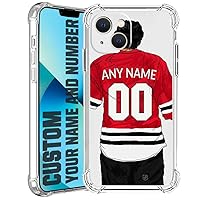 IKPYTREE Custom Ice Hockey Taem Crystal Clear Case for Your Name and Number - Shockproof Protective Transparent Case for iPhone X 13 12 11 Xs Max Xr 8 7 6 Plus 11 Pro Mini(Chicago Red)