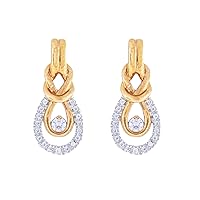 10k Yellow Gold 1/5 cttw Round White Diamond Love Knot Dop Earrings for Women (Color I-J, Clarity I2-I3)