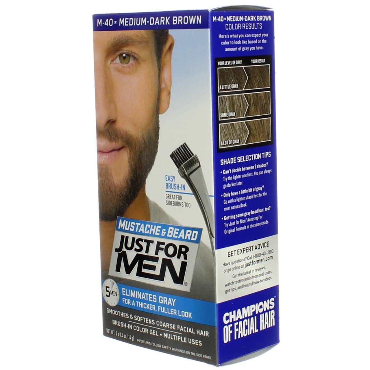 JUST FOR MEN Brush-In Color Gel, Medium-Dark Brown M-40 1 ea (Pack of 7)