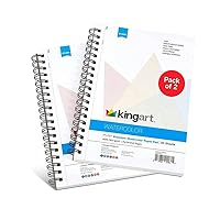 KINGART 7” x 10” Watercolor Pad, Pack of 2, 60 Sheets 140lb/300gsm, 30 Sheets Each, Spiral Bound Acid Free Cold Pressed Paper, Painting & Drawing Sketchbook, Art Supplies for Wet, Dry & Mixed Media