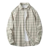 Men Shirt Plaid% Cotton Flannel Long Sleeve Plus Size Loose Autumn Street Casual Oversized Male Soft Dress
