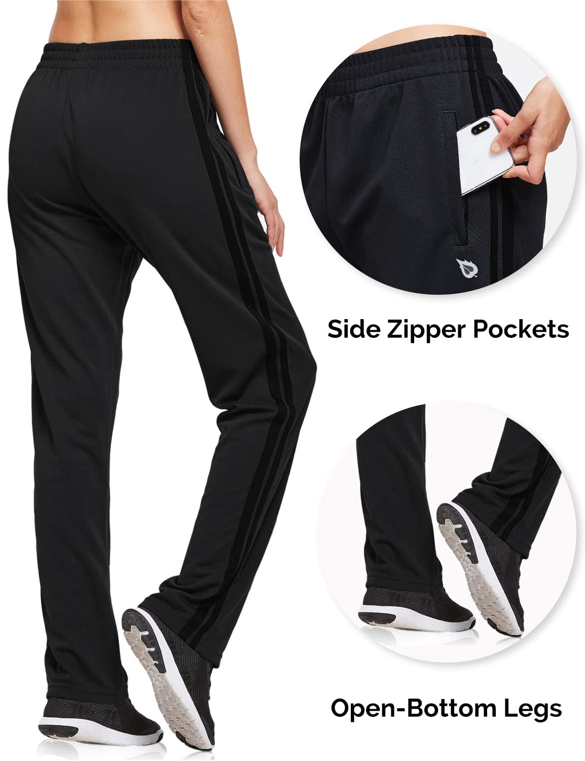 BALEAF Women's Track Pants Athletic Running Sweatpants Zipper Pockets Warm-Up Sports Jogging Pants Casual Lightweight