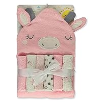 Baby Girls' 7-Piece Unicorn Towel with Washcloths Set - Pink, one Size