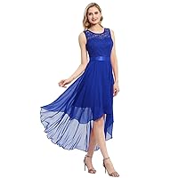 Women Floral Lace High Waist Prom Evening Hi-Lo Swallowtail Swing Bridesmaid Cocktail Dresses