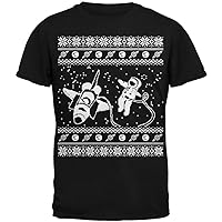 Old Glory Astronaut in Space Ugly Christmas Sweater Black Adult T-Shirt - X-Large