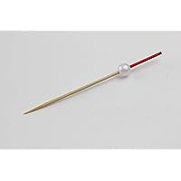 Manyo 18251A Natural Material White Pearl Skewers, Red, 3.5 inches (9 cm), 100 Pieces