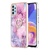 Plating Transparent TPU Case for Samsung Galaxy A33 5G,Plated Marble Floral Colorful Slim Fit Case Cover with Kickstand Ring