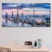 Framed Canvas Wall Art 3 Panels Posters & Prints Ho Chi Minh City Aerial View Wall Prints 3 Pieces Artwork For Living Room Bedroom Decor Ready To Hang Personalized Gifts